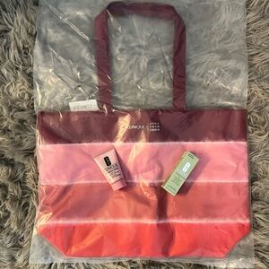 💐HP💐NWT Clinique Women's Pink and Red Tote Bag + travel bundle
